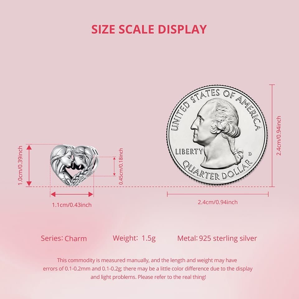 Sister Heart Silver Charm - bellissi