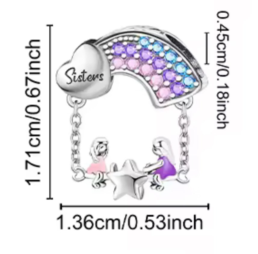 Sisters On Star Dangle Charm - bellissi