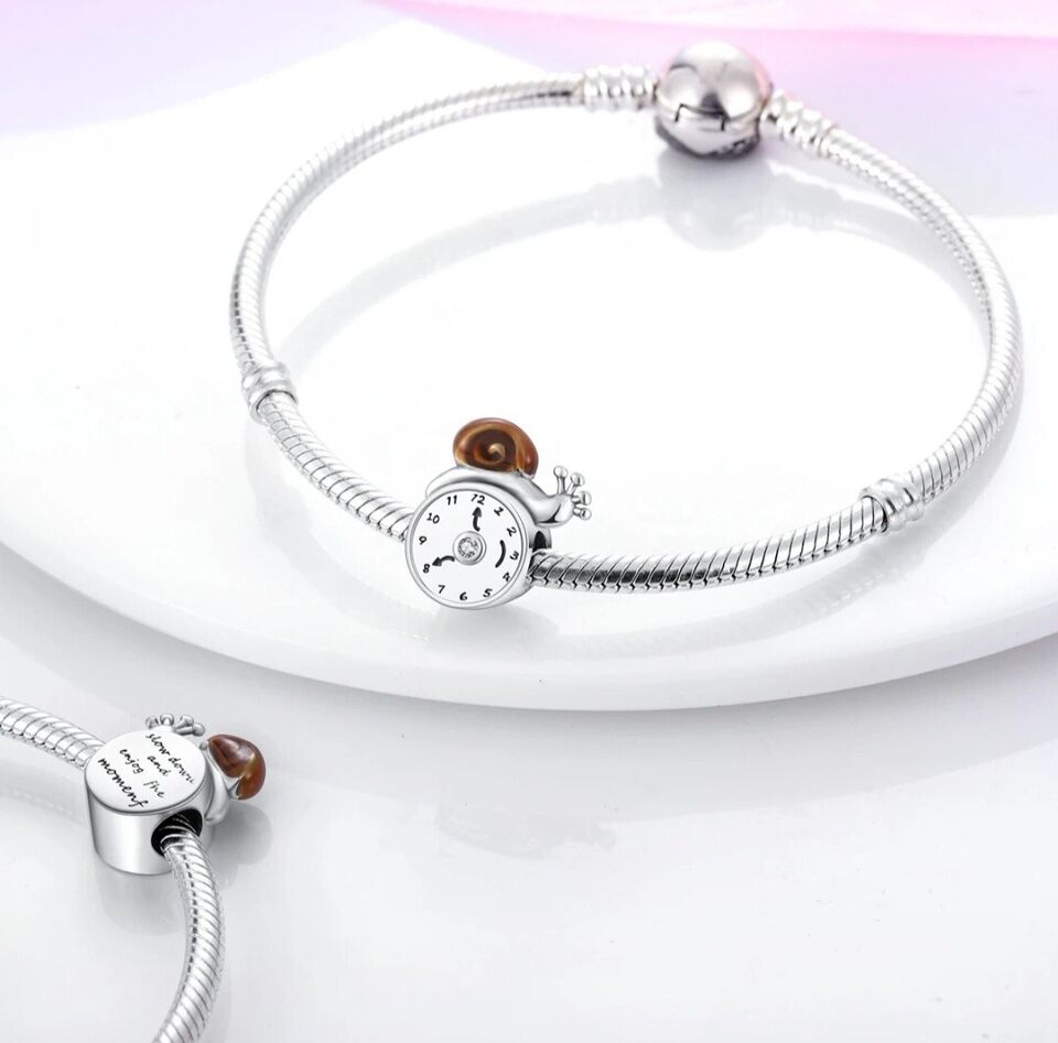 Snail on Clock With Zircon Charm - bellissi