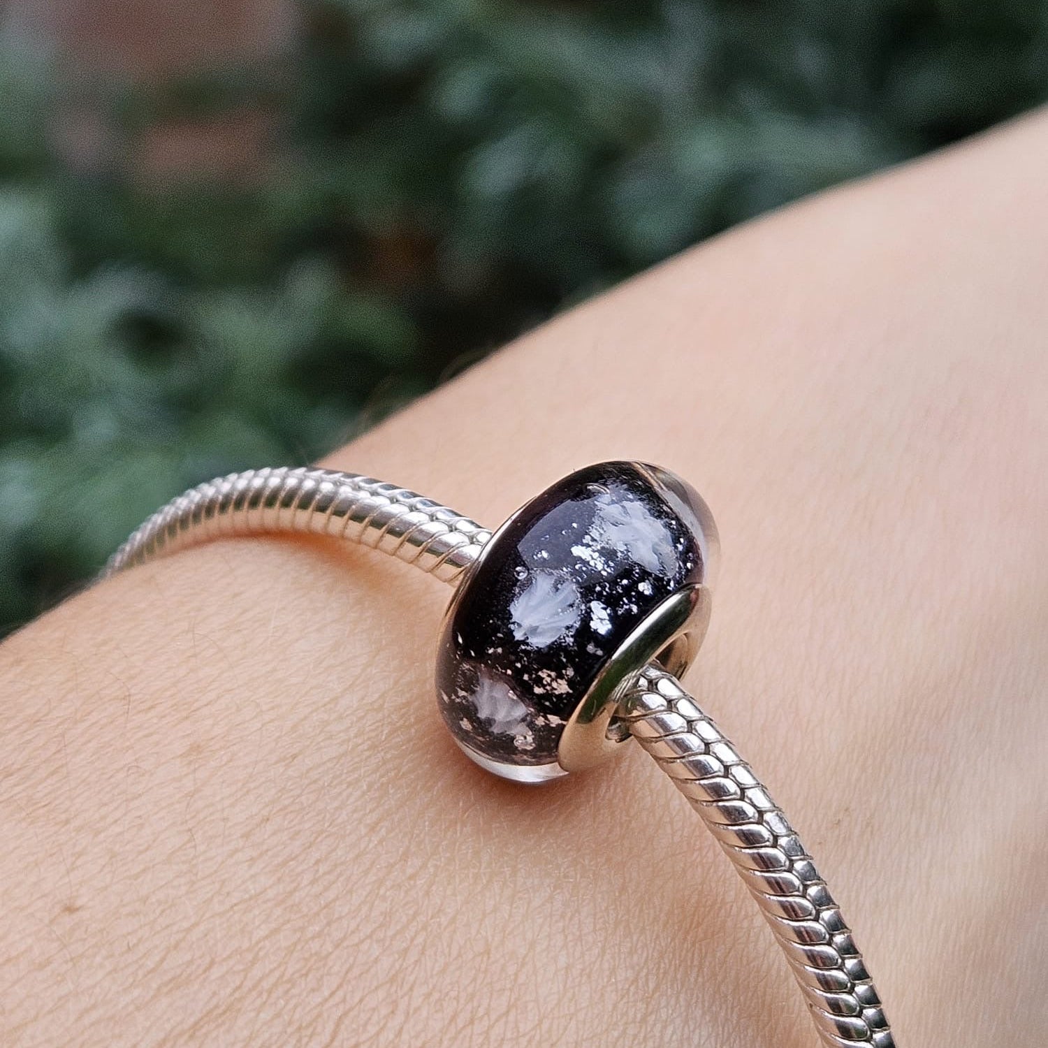 Snowflake Night Murano Glass Charm - bellissi