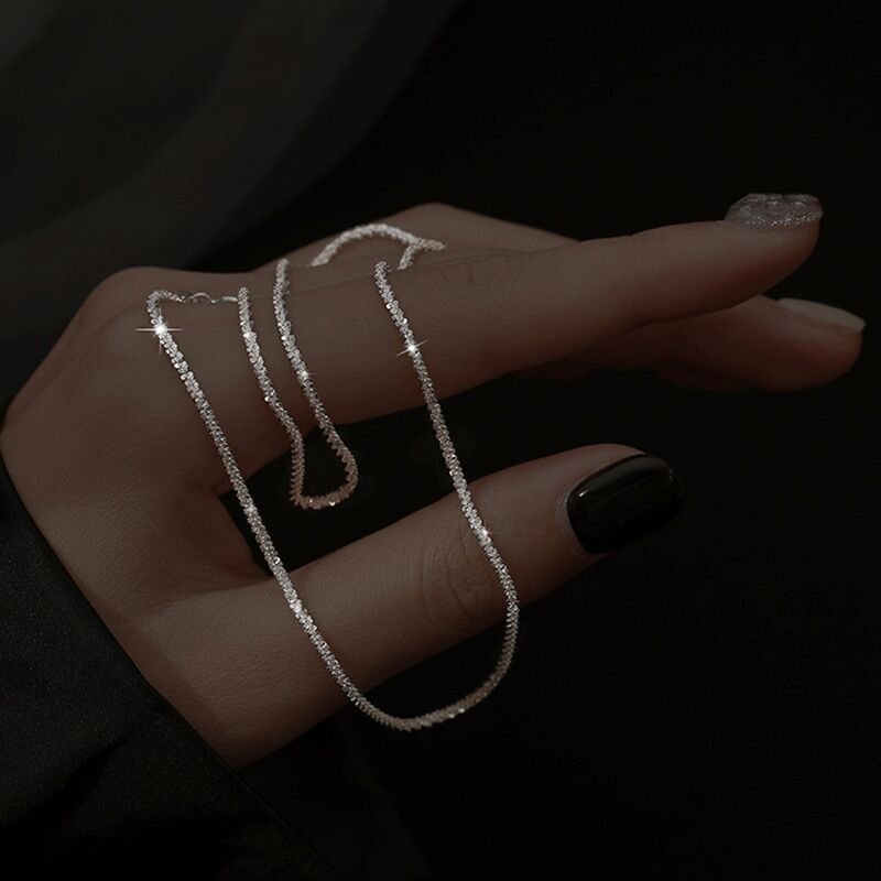 Sparkling Collarbone Necklace 2mm S925 Sterling Silver - bellissi