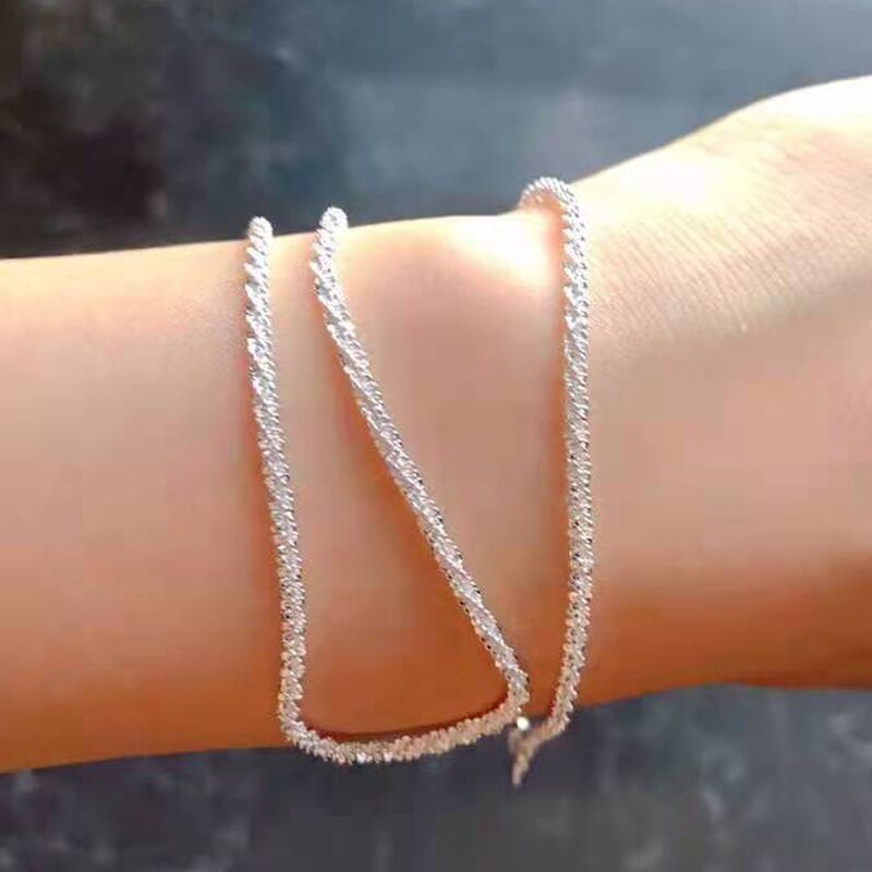 Sparkling Collarbone Necklace 2mm S925 Sterling Silver - bellissi