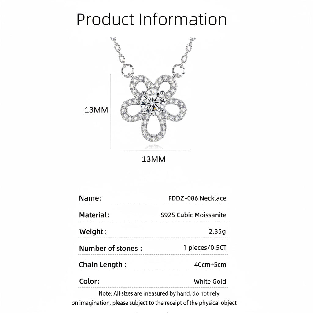 Sparkling Flower Moissanite Crystal Necklace Elegant Floral Charm - bellissi