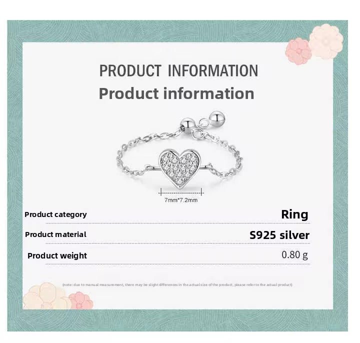 Sparkling Heart Chain Adjustable Ring - bellissi