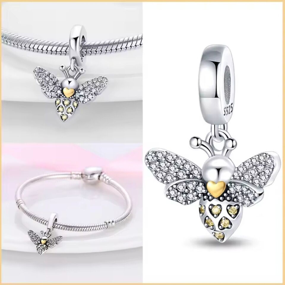 Sparkling Zirconia Bee Dangle Charm - bellissi