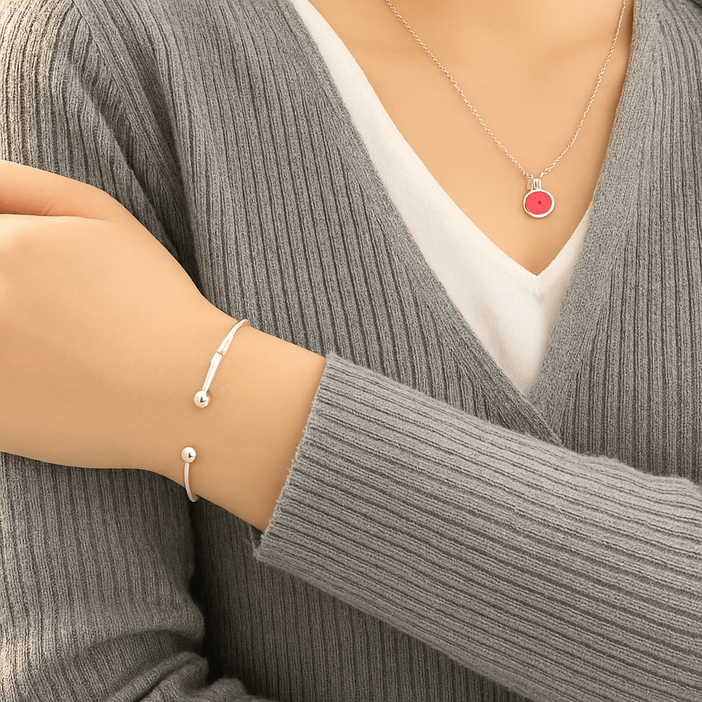 Sterling Silver Bracelet with Ball Ends - bellissi