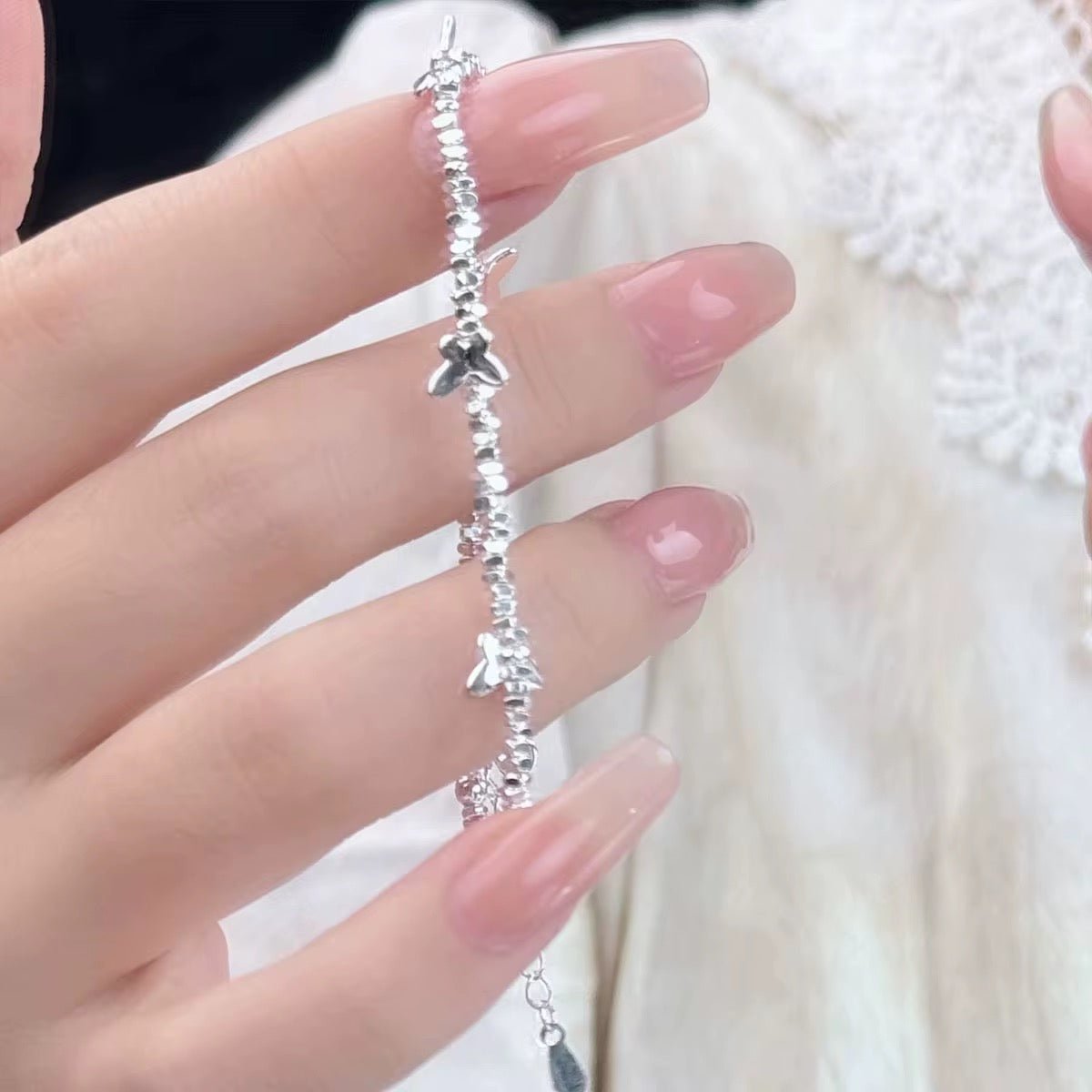 Sterling Silver Butterfly Charm Bracelet - bellissi