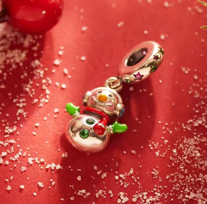 Sterling Silver Christmas Snowman Charm - bellissi