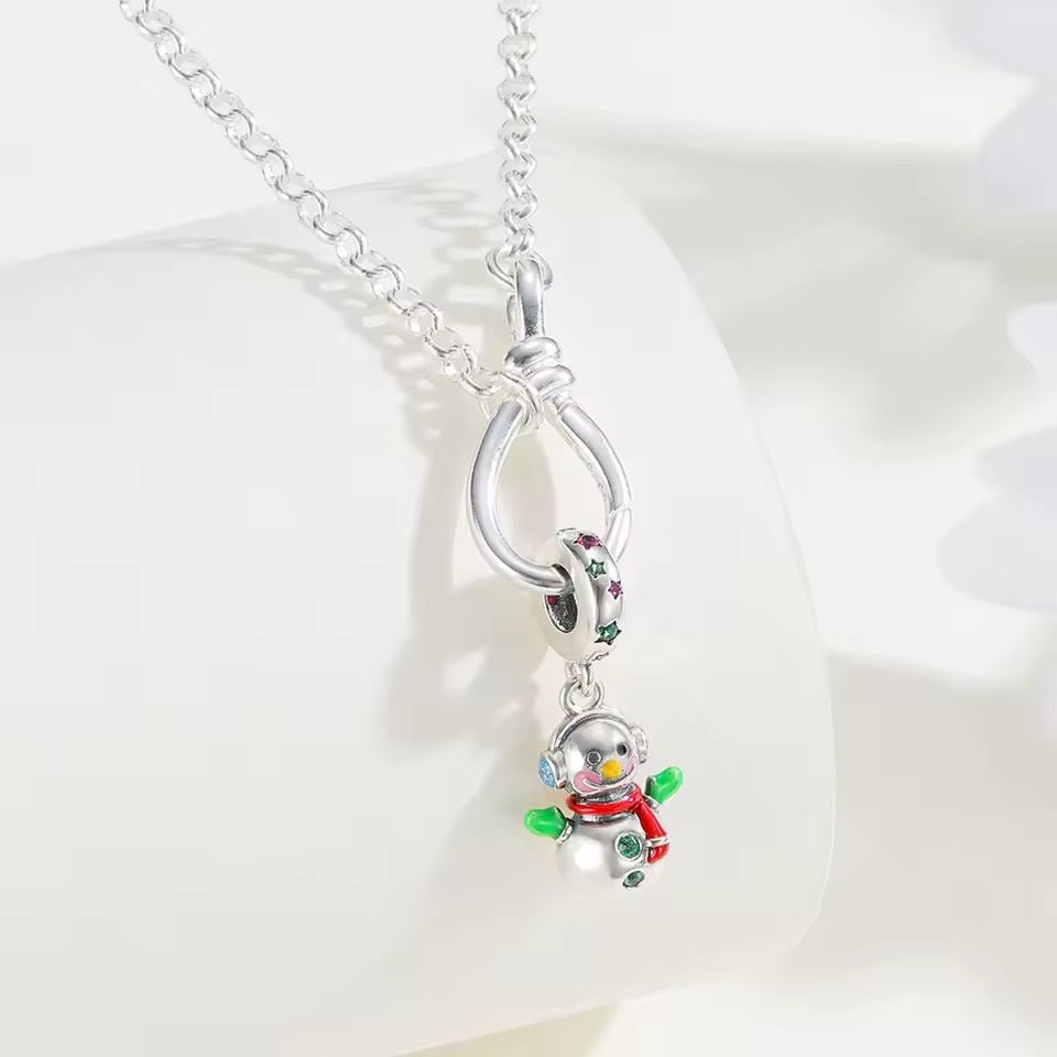 Sterling Silver Christmas Snowman Charm - bellissi