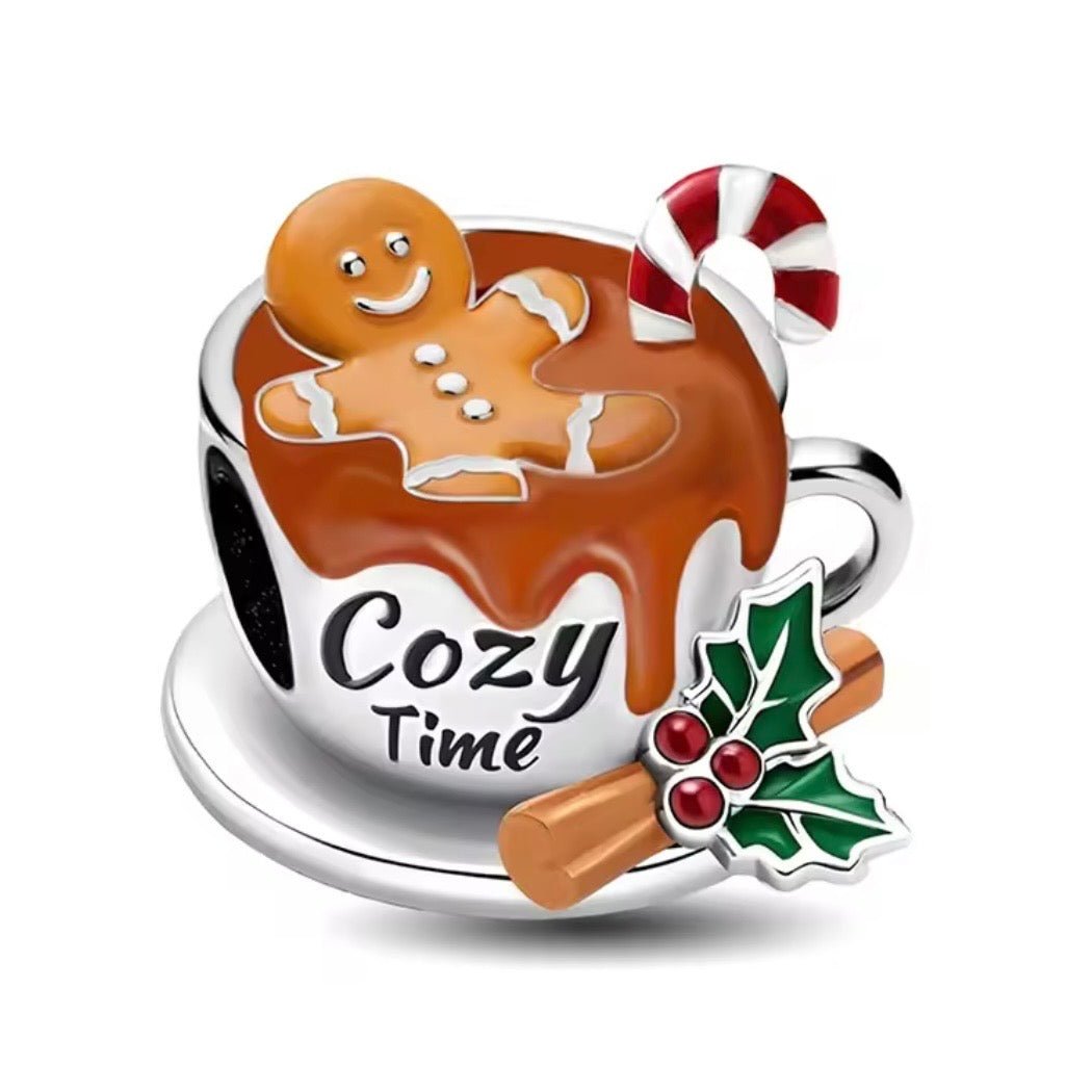 Sterling Silver Cozy Time Gingerbread Mug Charm - bellissi