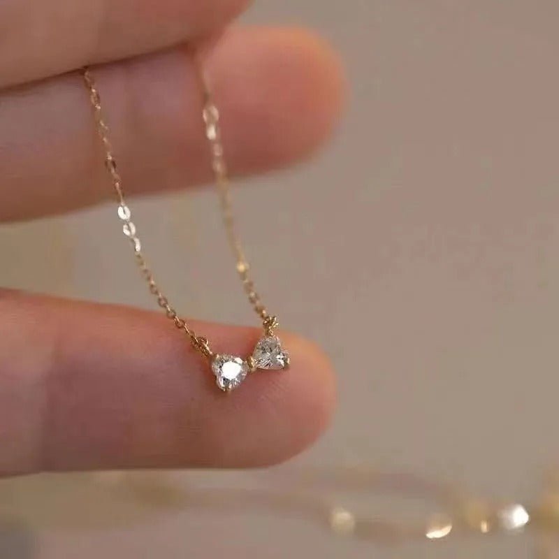 Sterling Silver Diamond Bow Necklace - bellissi