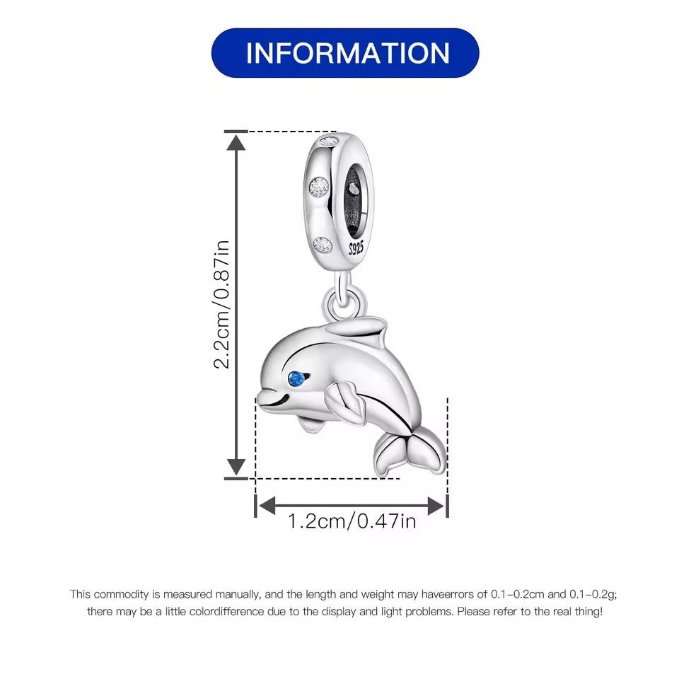 Sterling Silver Dolphin Charm - bellissi