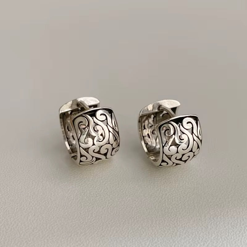 Sterling Silver Engraved Hoop Earrings - bellissi