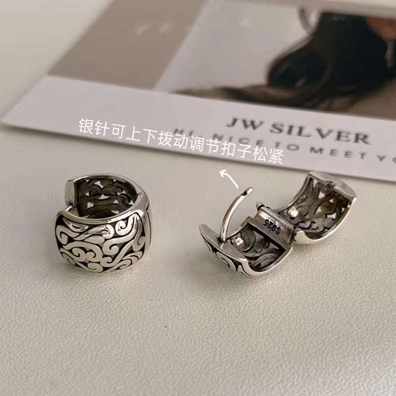 Sterling Silver Engraved Hoop Earrings - bellissi