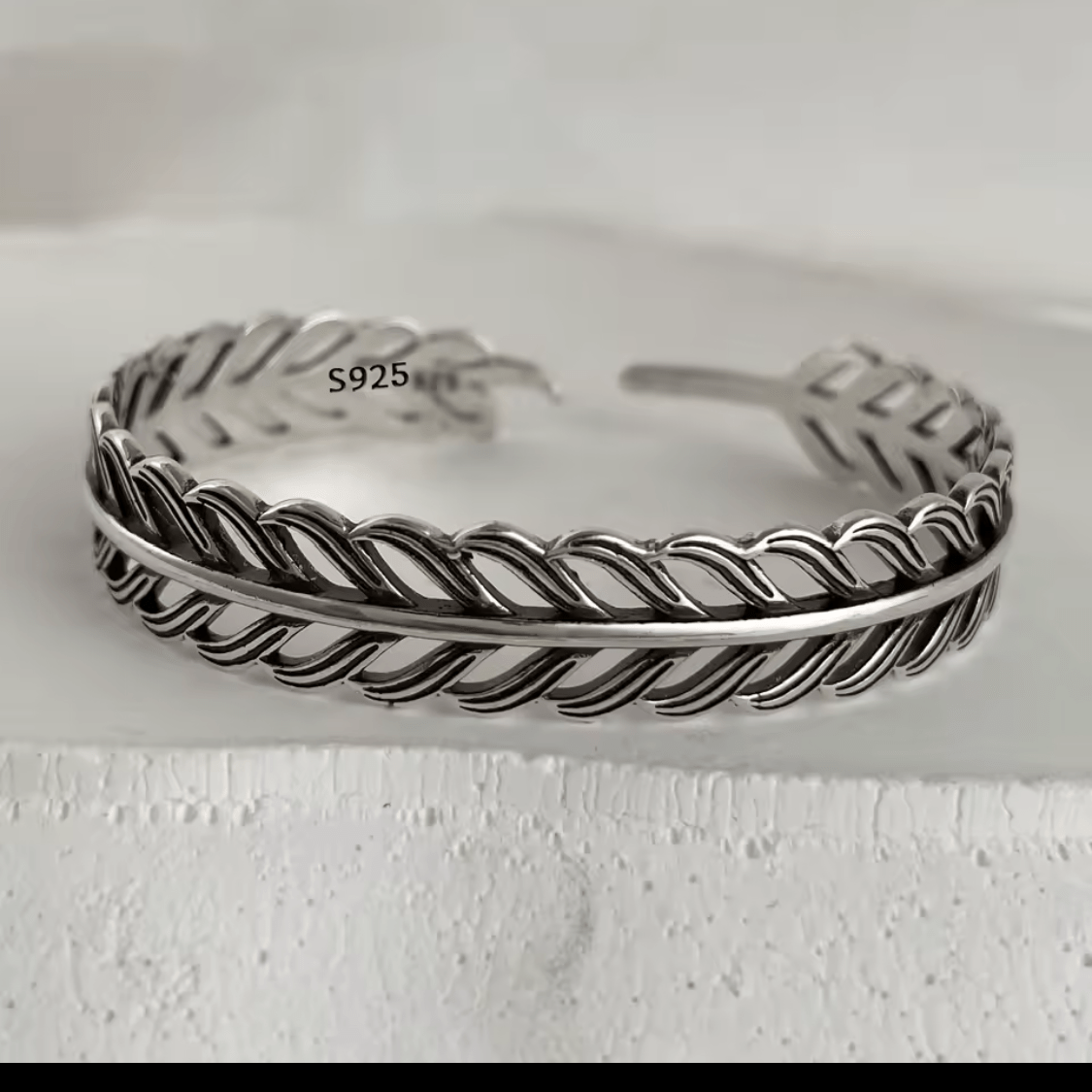 Sterling Silver Feather Cuff Bracelet - bellissi