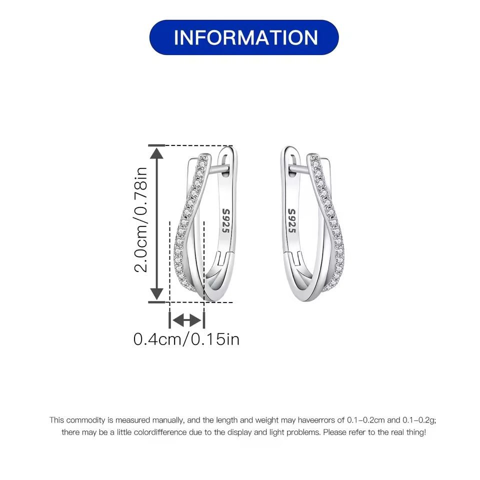 Sterling Silver Hoop Earrings with Sparkling Stones - bellissi