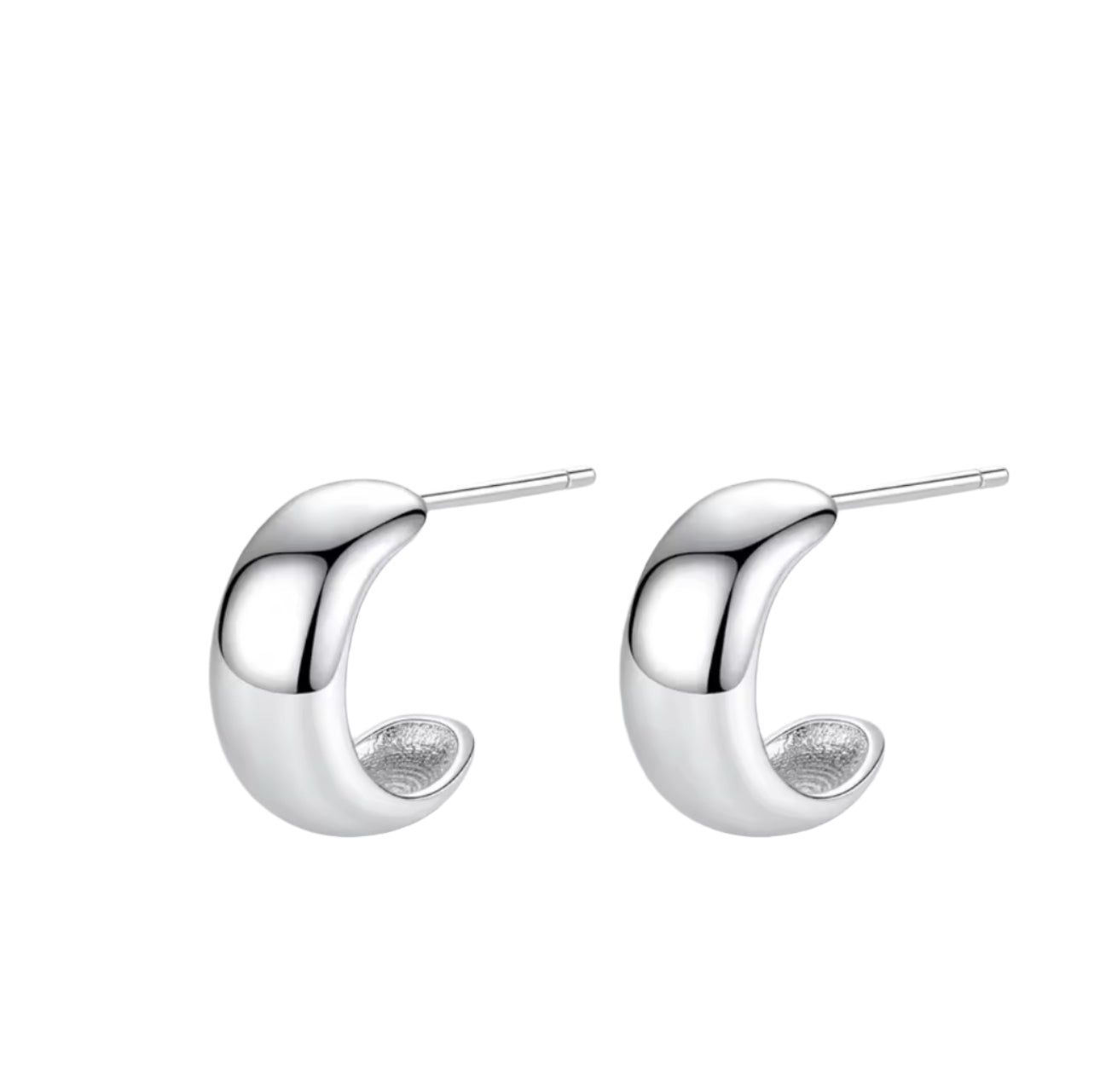 Sterling Silver Simple Eastatic Stud Earrings - bellissi