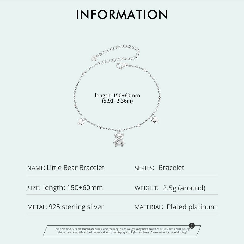 Sterling Silver Teddy Bear Charm Bracelet - bellissi