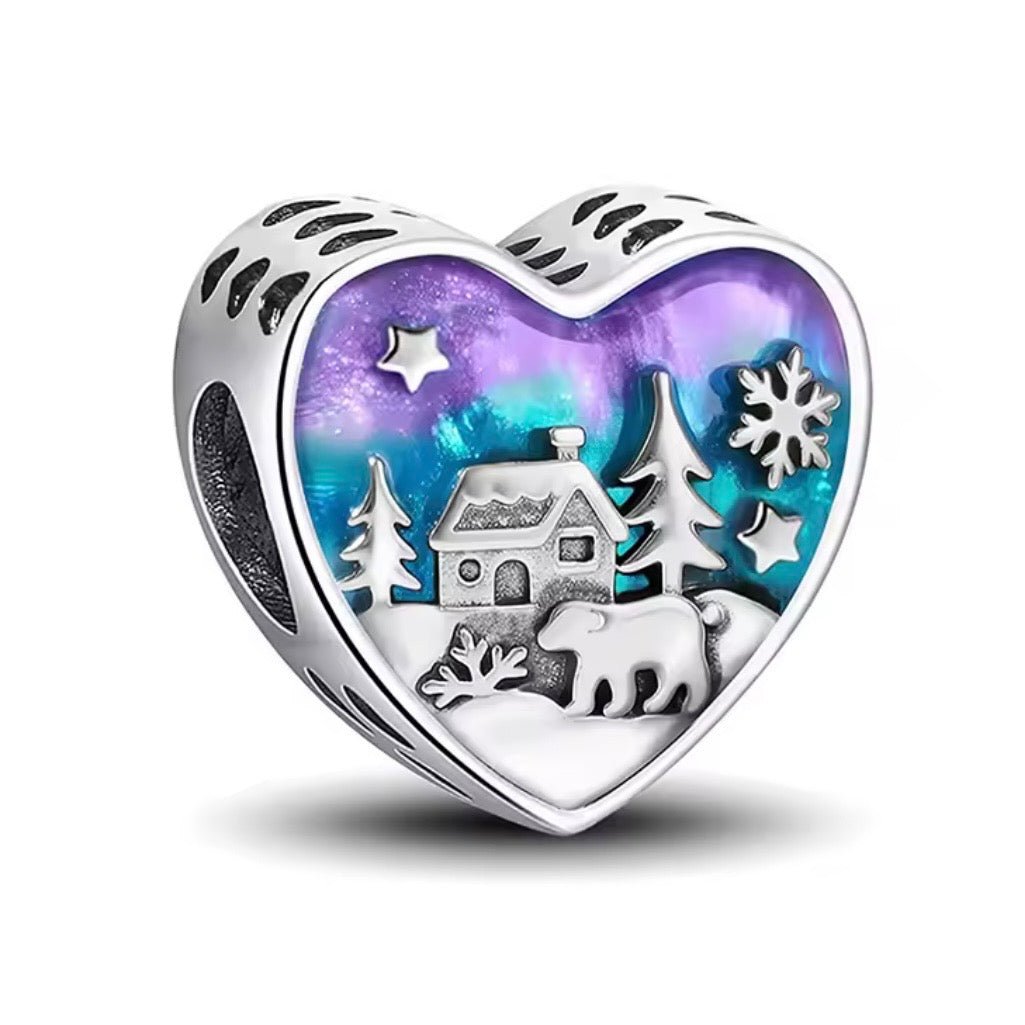 Sterling Silver Winter Aurora Heart Charm - bellissi