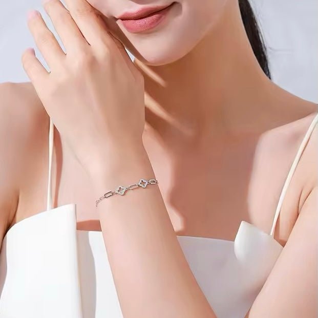 Sterling Silver Zirconia Flower Bracelet - bellissi