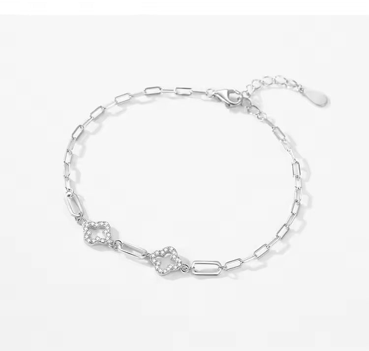 Sterling Silver Zirconia Flower Bracelet - bellissi