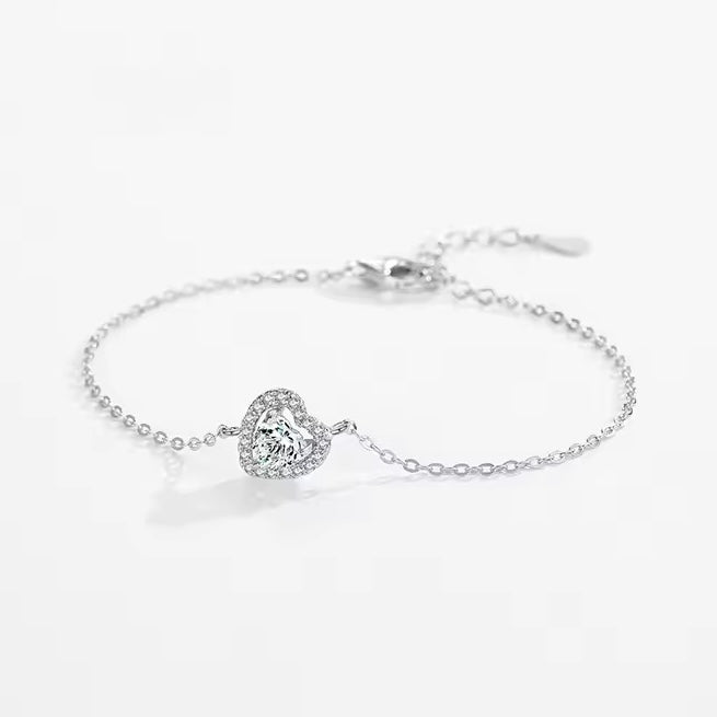 Sterling Silver Zirconia Heart Bracelet - bellissi