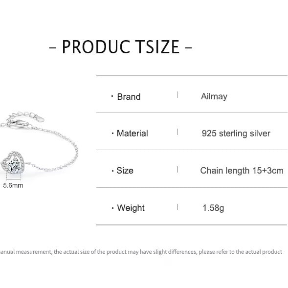 Sterling Silver Zirconia Heart Bracelet - bellissi