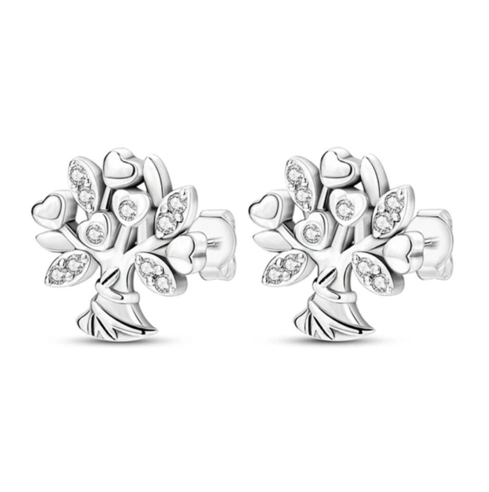 Stud Earrings Family Tree Of Life With Zirconia - bellissi