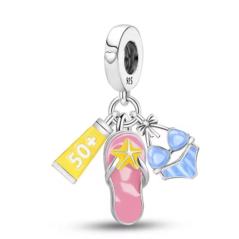 Summer Flip Flop & Sunglasses Dangle Charm - bellissi