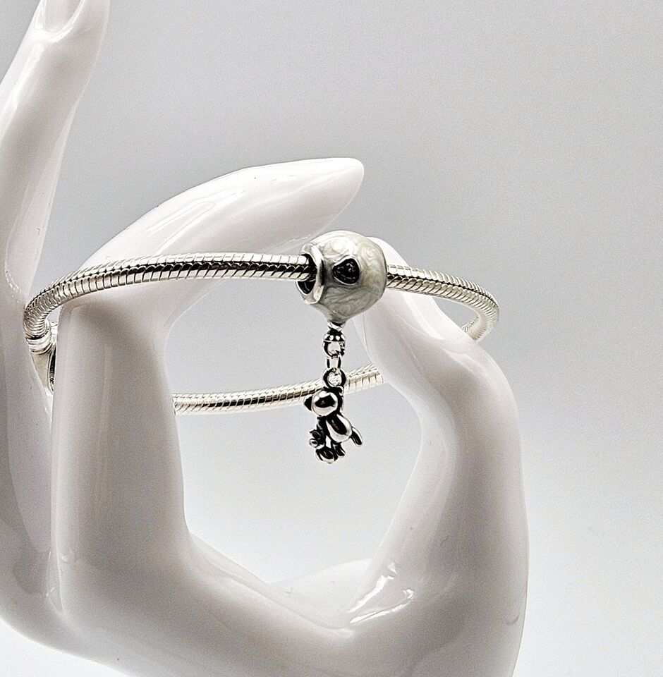 Teddy Bear Pearl Balloon Heart Charm - bellissi