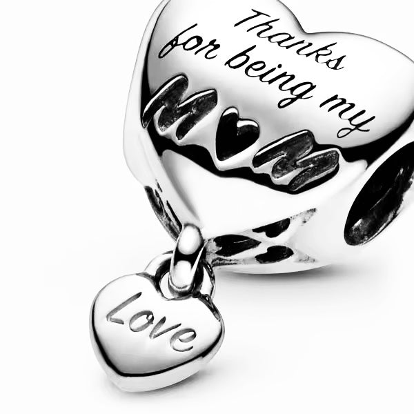 Thank You for Being my Mum Charm Silver - bellissi