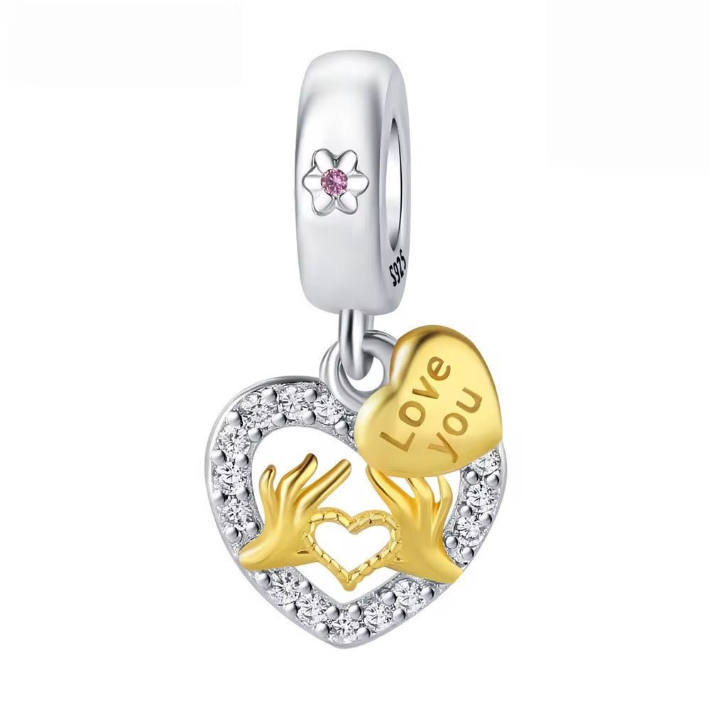 Two - Tone Love You Heart Charm - bellissi