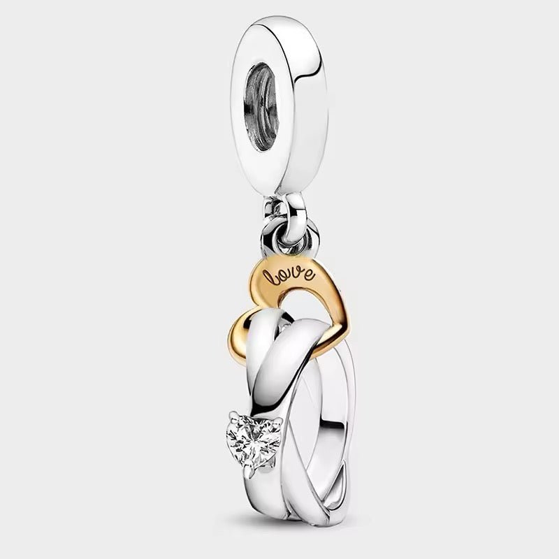Wedding Ring With Zircon Dangle Charm - bellissi