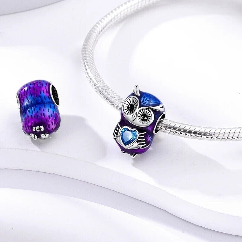 Wise Owl Sweet whit Heart Charm - bellissi
