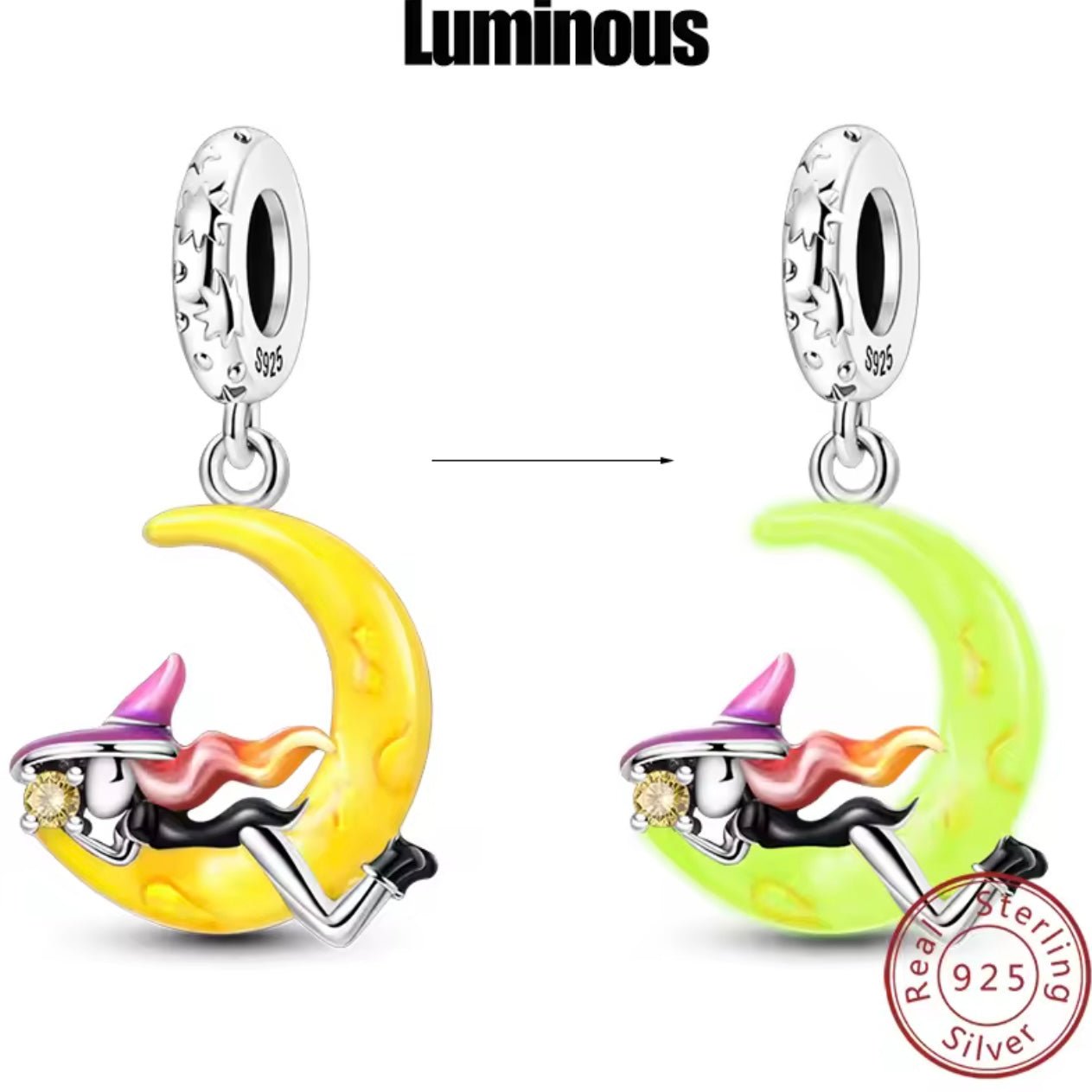 Witch on the Moon Dangle Charm - bellissi