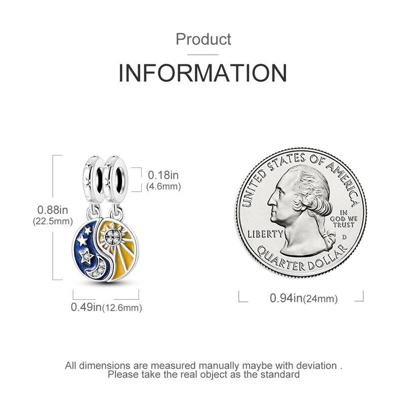 Ying Yang Splittable Sun & Moon Charm - bellissi