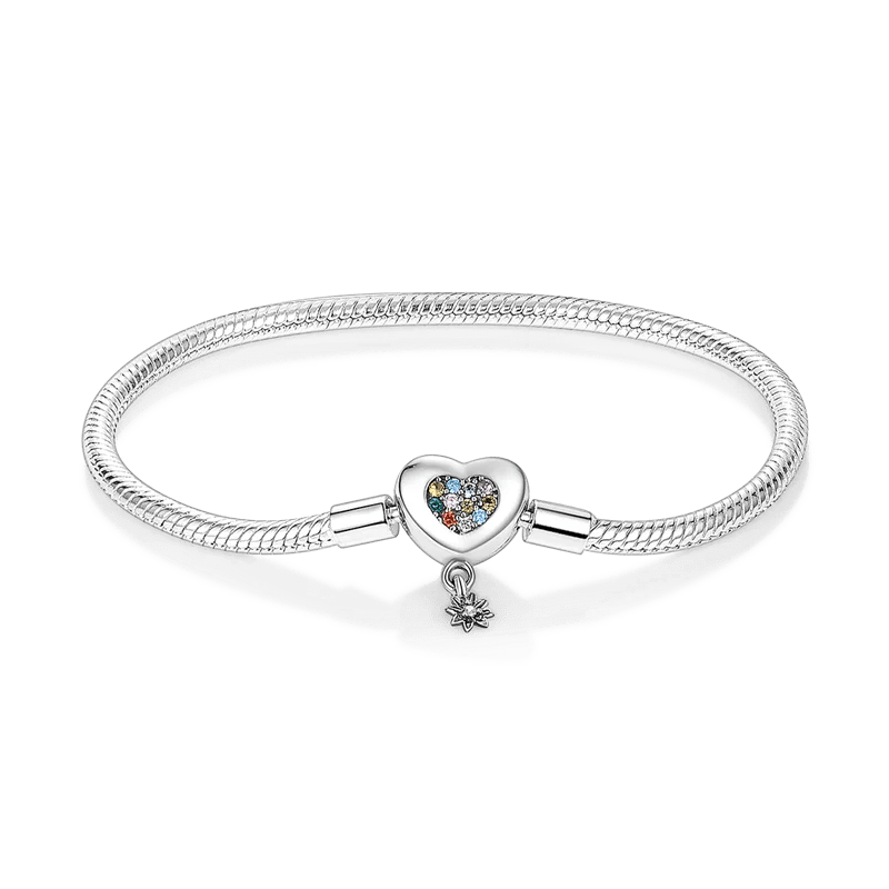 Zirconia Heart and dangle flower - bellissi