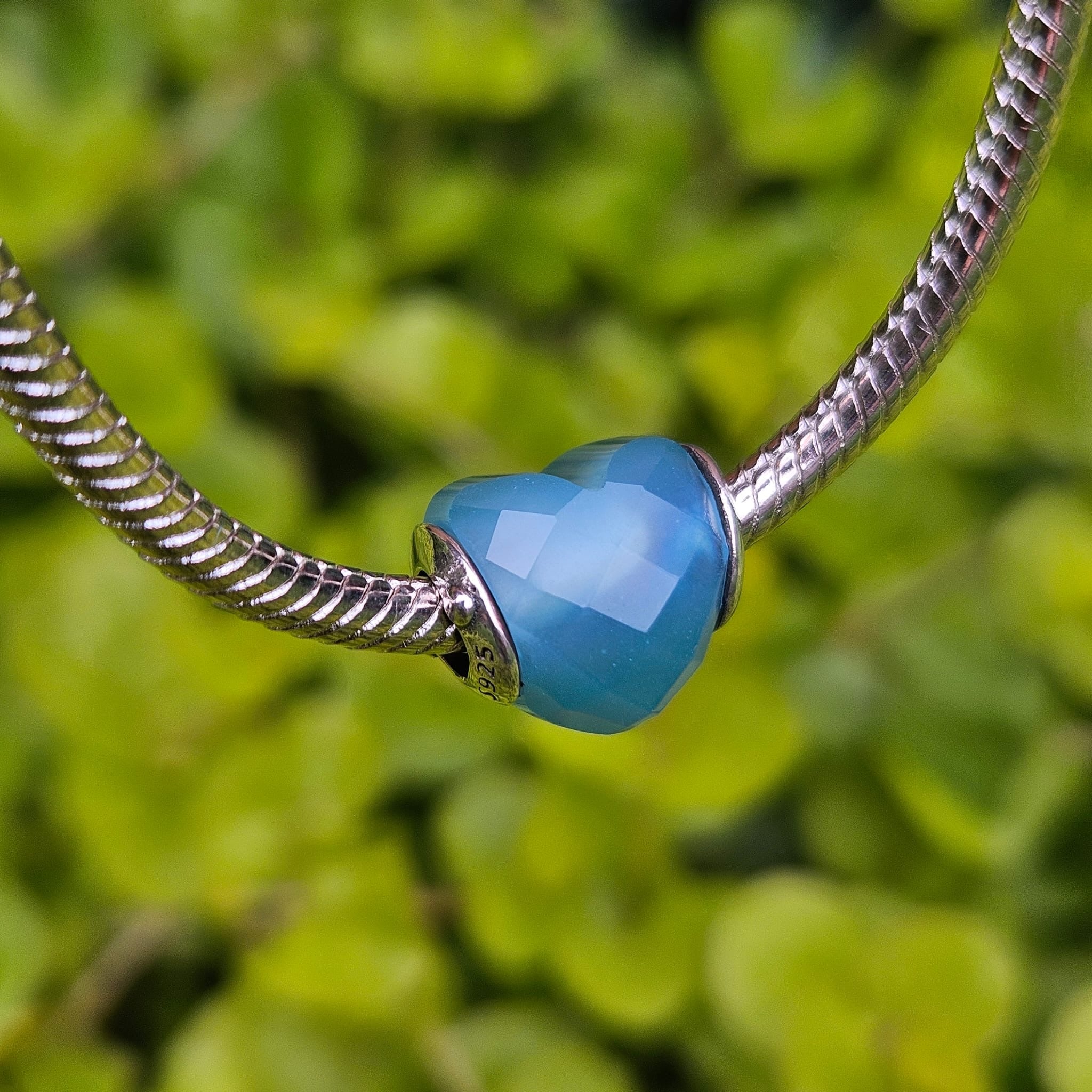 Sky Blue Heart Murano Glass Charm