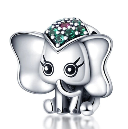 Lucky Elephant With Green Zirconia Charm