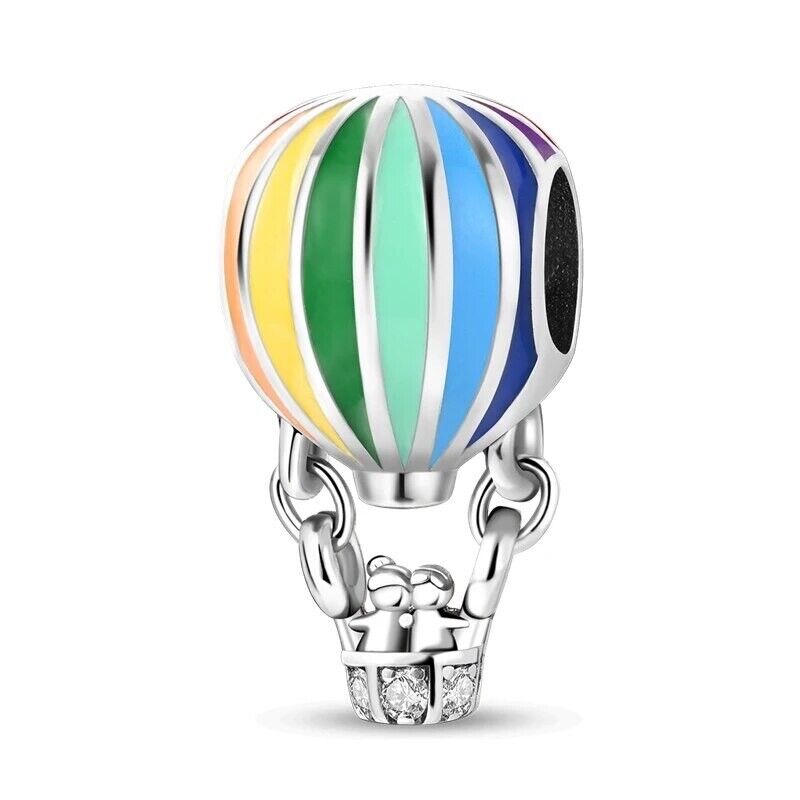 Colorful Hot Air Balloon with People in Love Charm