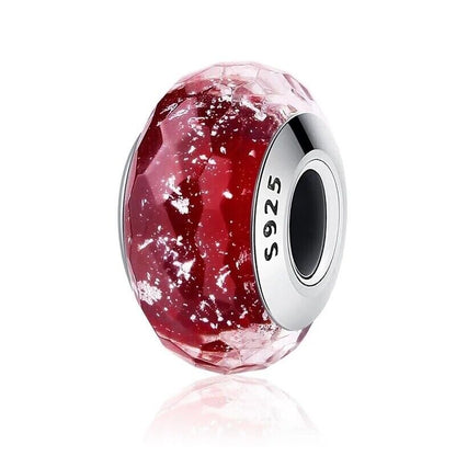 Glitter Red Murano Glass Charm