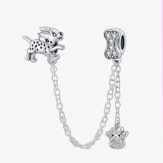 Safety Chain Dog Bone and Paw Charm