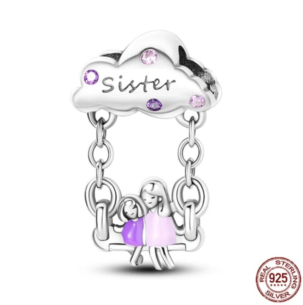 Sisters On A Swing Dangle Charm