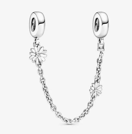 Safety Chain Flowers Silver