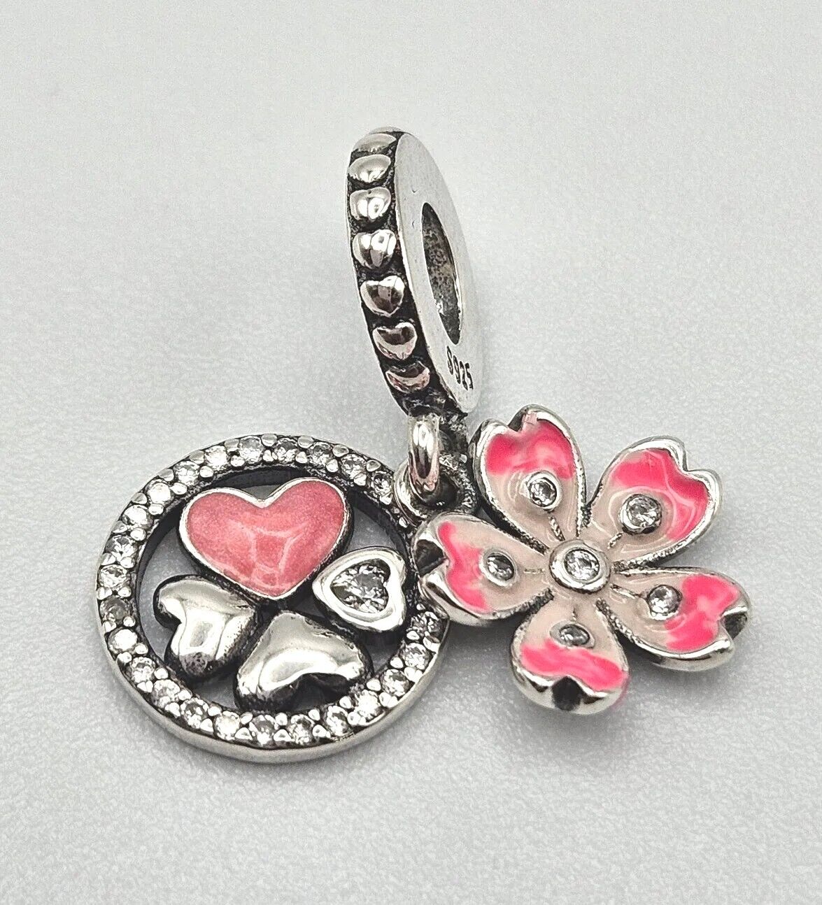 Flower Lucky Clover Heart Charm
