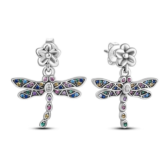 Dangle Earrings Multicoloured Dragonfly