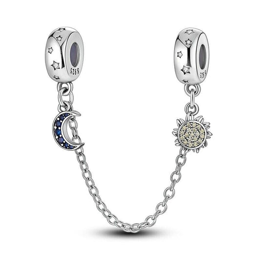 Safety Chain Sun and Moon Charm