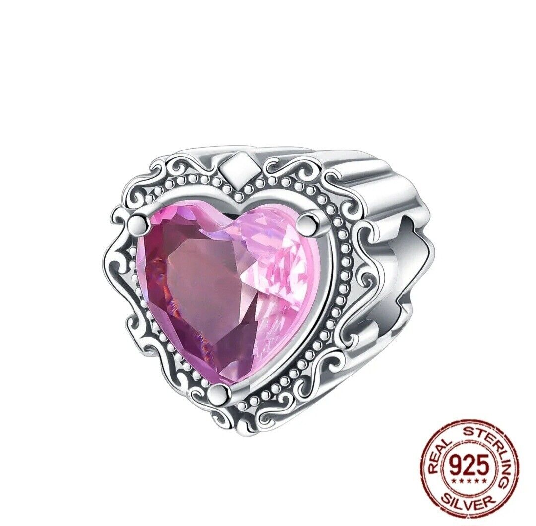 Purple Pink Love Heart Charm