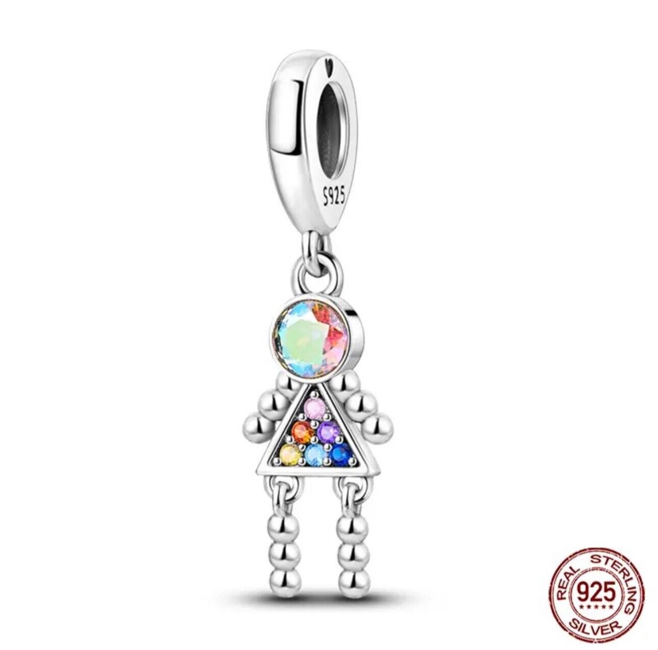 Glitter Zirconia Girl Party Charm