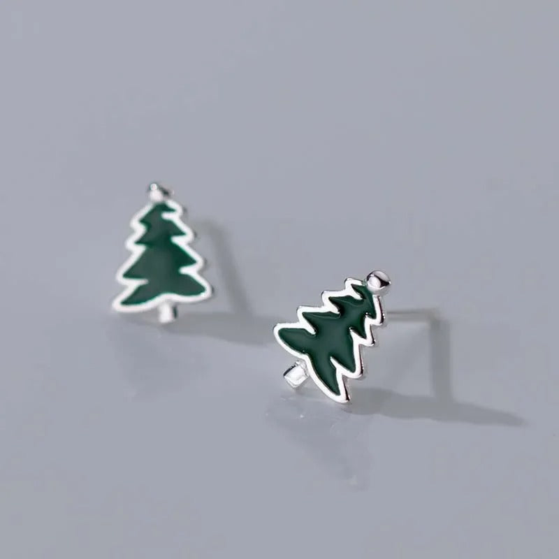 Christmas Tree Stud Earrings 925 Sterling Silver